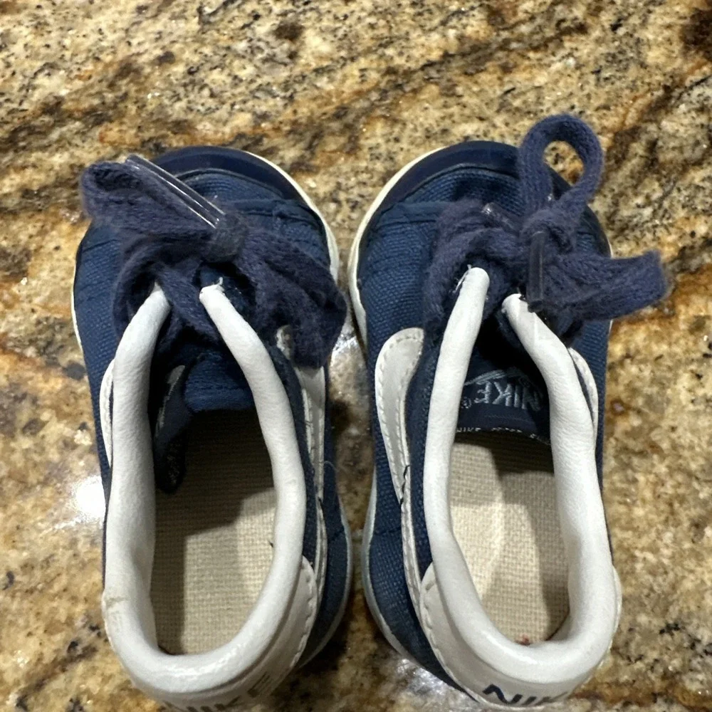 Vintage 1983 Nike Toddler Shoes 830204 TH4 Navy Canvas White Swoosh Kids
